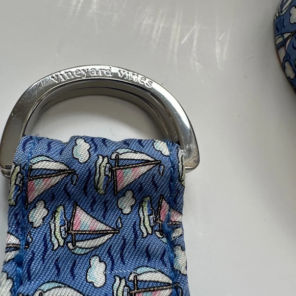 Vineyard Vines Belt Womans D Ring Size M Blue and Pink Sailboat Preppy Nautical - Picture 2 of 6